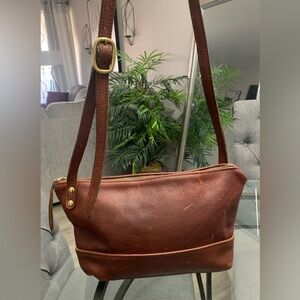 Directive Brown Leather Crossbody Bag, brass hardware